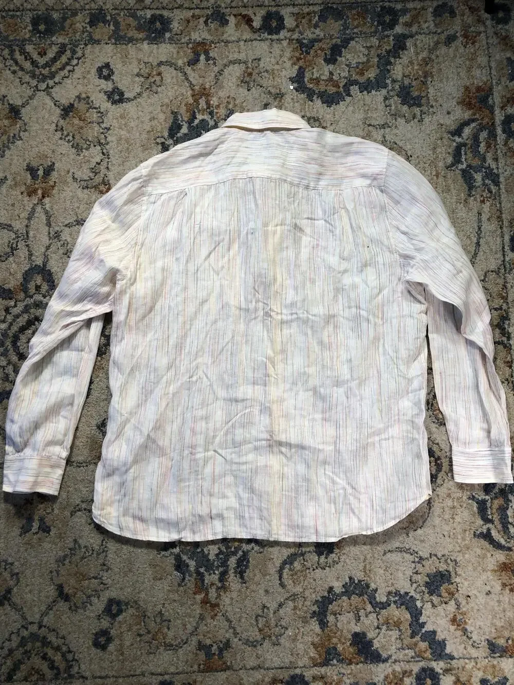 32 Bar Blues Shirt Mens XL White Stripe Long Sleeve Button Up Casual Lightweight